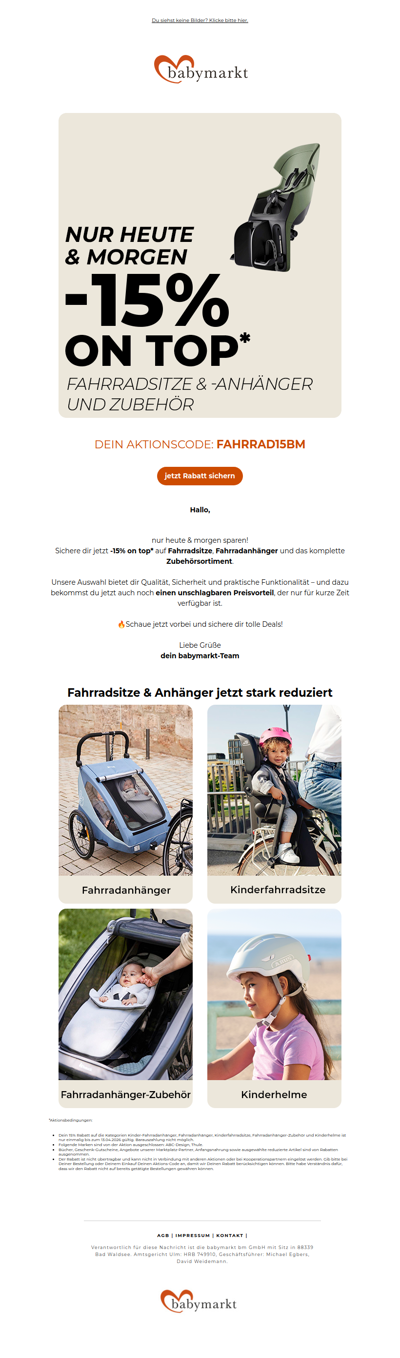 –15% ON TOP auf Fahrradsitze, Anhänger & Zubehör!🔥