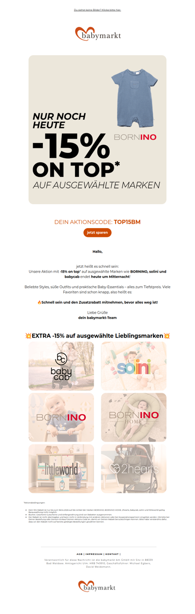 ⏰ Letzte Chance: -15%* auf Top-Marken!