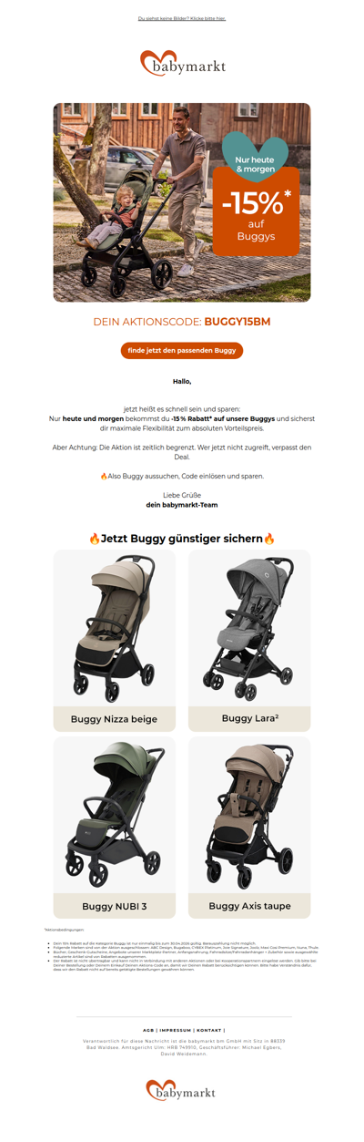 🔥 ‑15 % auf Buggys – nur HEUTE & MORGEN!