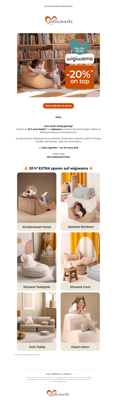📢 -20% on top auf die Produkte von wigiwama