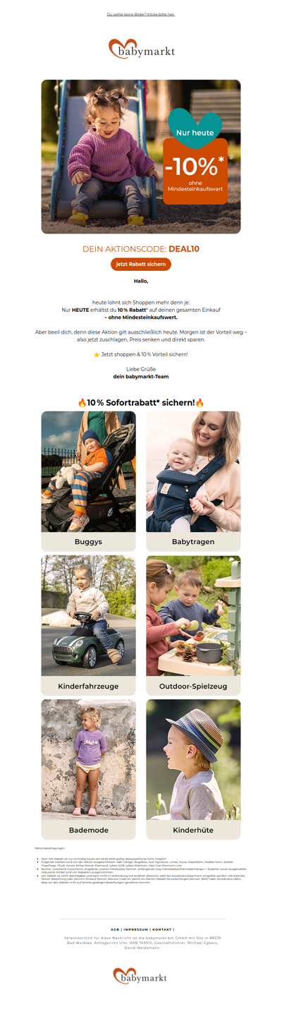 🚨 NUR HEUTE: 10 % Rabatt – ohne Mindesteinkaufswert!