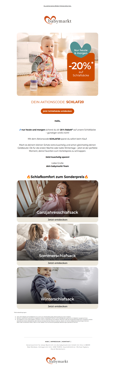 🔥 NUR HEUTE & MORGEN: –20 % auf Schlafsäcke! 🔥