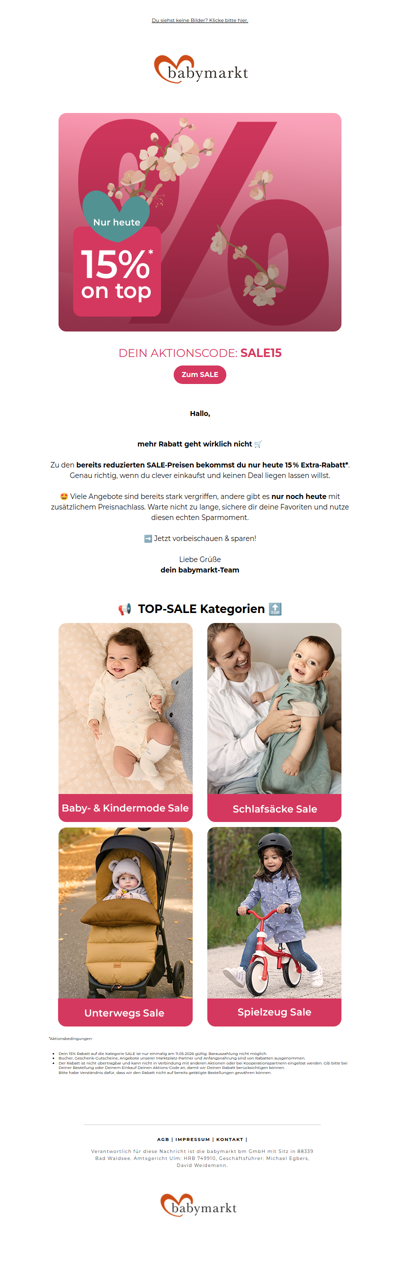 📢 Heute gilt: 15% ON TOP auf SALE