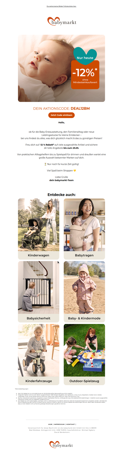 NUR HEUTE: -12 % auf fast alles sichern!