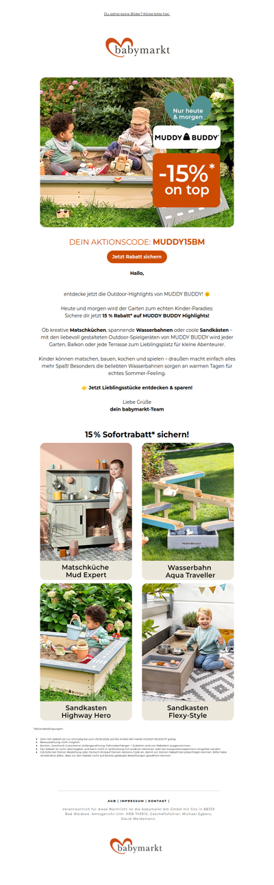 🌿 Nur heute & morgen: 15 % Rabatt auf Outdoor-Highlights