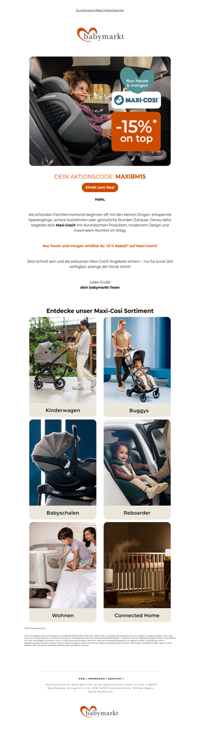 -15 % auf Maxi-Cosi®: 2 Tage voller Lieblingsmomente🧡