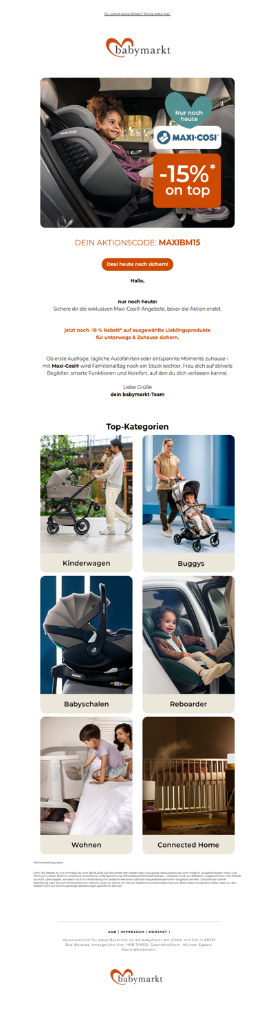 Letzte Chance: -15 % auf Maxi-Cosi® 🧡