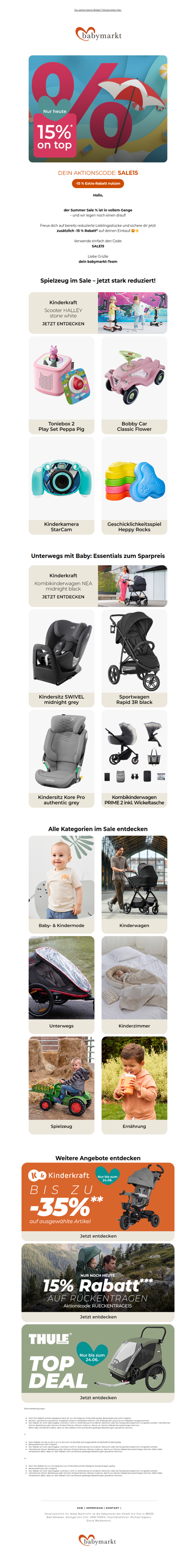 NUR HEUTE: Extra -15% auf den Summer Sale🔆‼️