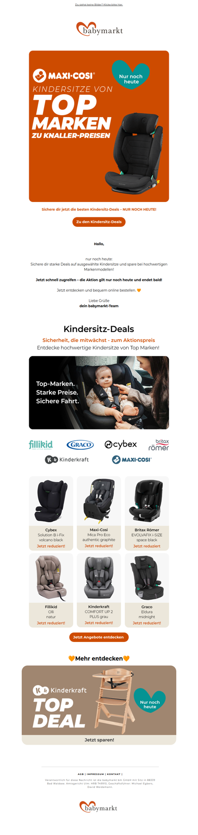 Nur noch heute: Marken-Kindersitze stark reduziert!