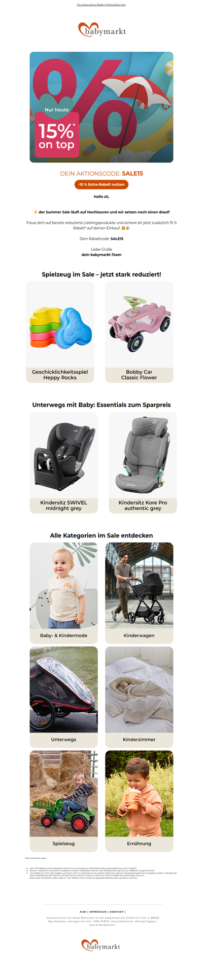 NUR HEUTE: Extra -15% auf den Sale🔆‼️