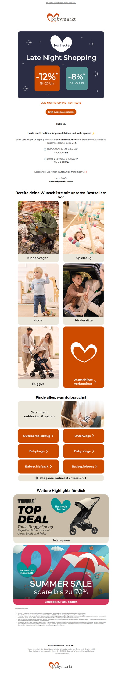 NUR HEUTE! Late Night Shopping bis zu -12 %⚡