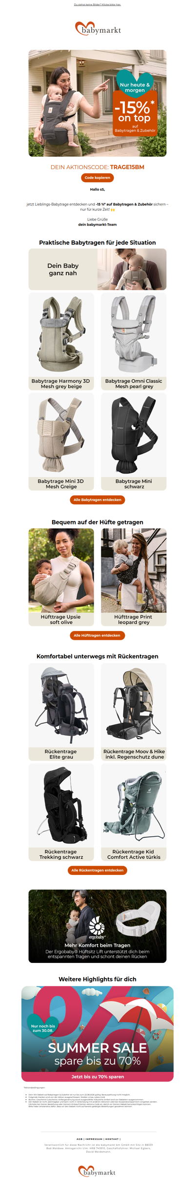 -15 % auf Babytragen & Zubehör sichern!🙌😍