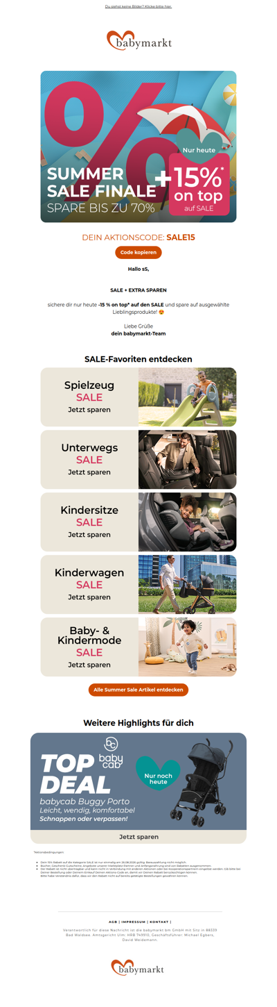 Nur heute: -15 % on top auf SALE‼️😍
