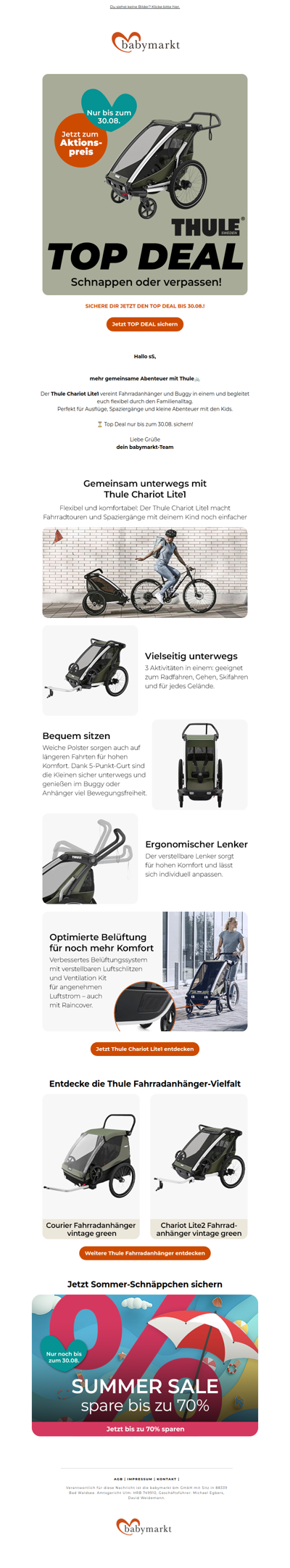 Thule Fahrradanhänger Chariot Lite1 zum Aktionspreis