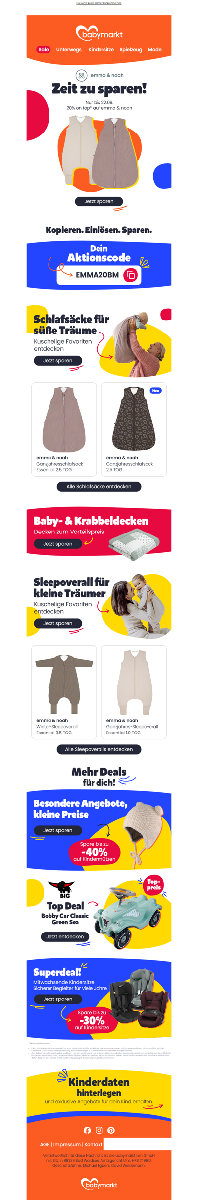 -20 % auf Schlafsäcke, Sleepoveralls & Krabbeldecken