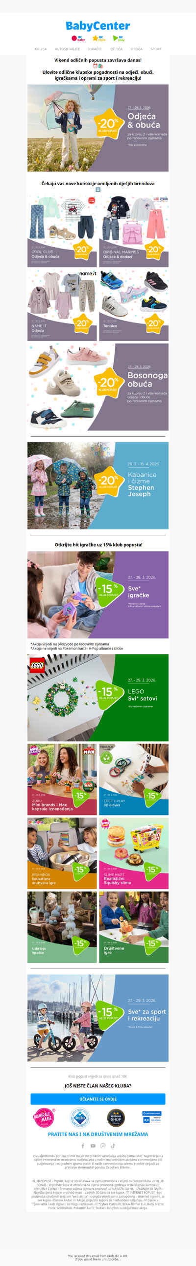 Još DANAS do -2️⃣0️⃣% na odjeću, obuću i igračke!