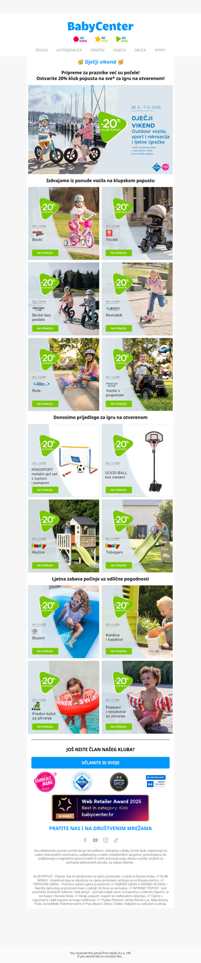 Dječji vikend 🥳 -20% na sve* za igru vani!