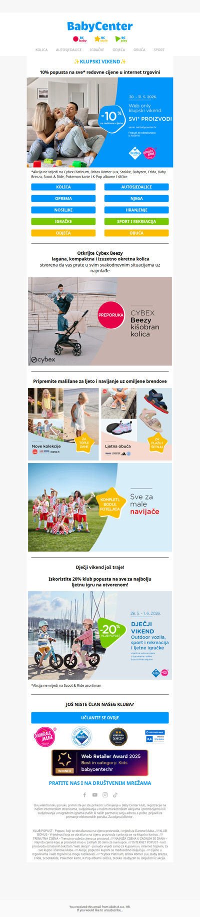 Klupski i dječji vikend do -20% na redovne cijene*