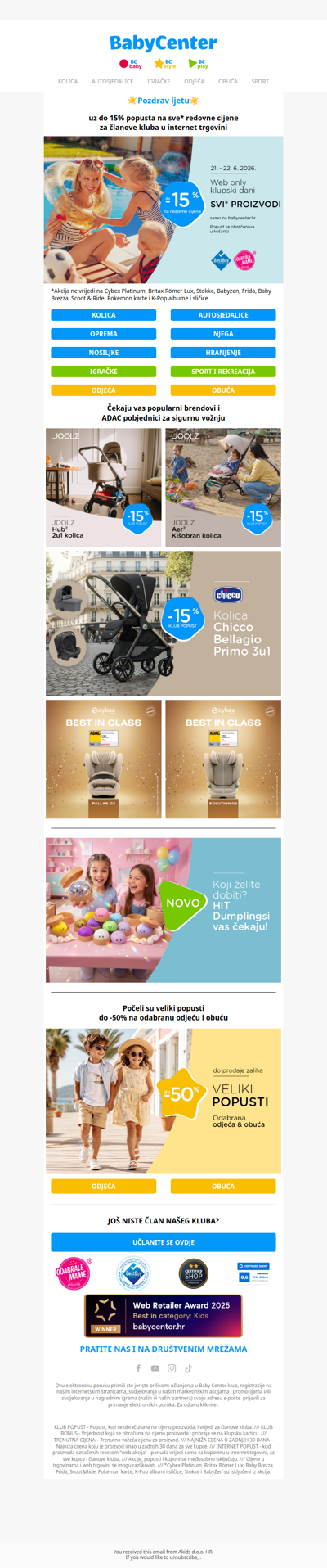 📣 Klupski dani: do -15% na SVE* redovne cijene!