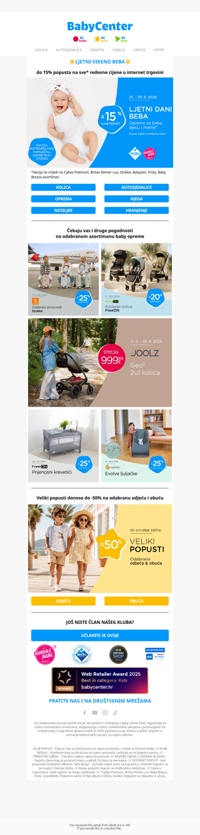 Ljetni vikend beba 👶 do -15% na baby opremu!