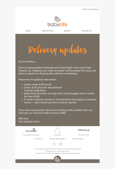 Keeping you in the loop about delivery