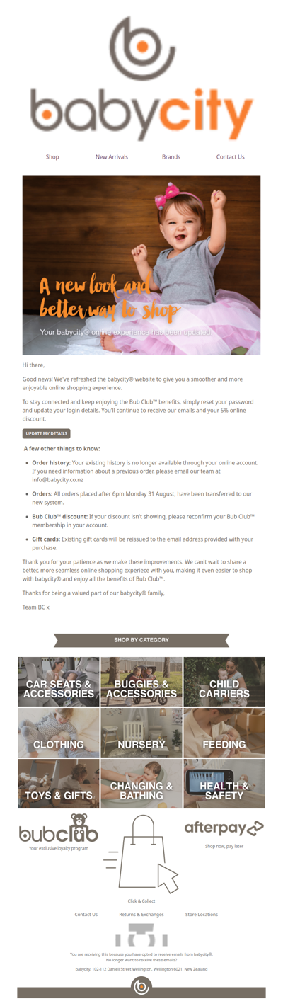 A quick update to your babycity® account​