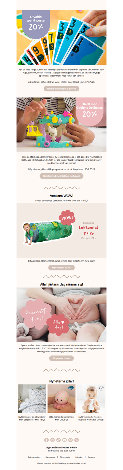 20% på utvalda spel och pussel! 🧩 | Veckans WOW: Bolibompa Lektunnel för 119 kr (ord. pris 179 kr)! ⭐️