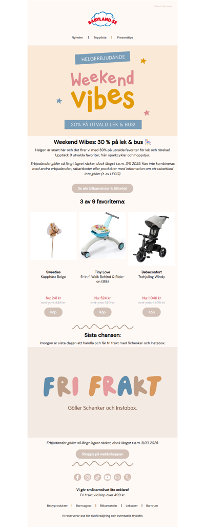 Weekend Wibes: 30 % på lek & bus 🎉