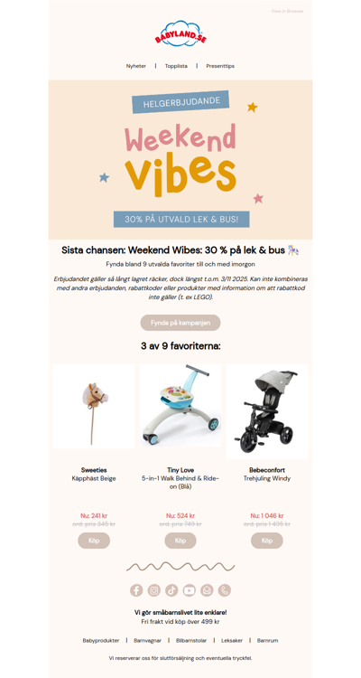 Sista chansen: Weekend Wibes: 30 % på lek & bus 🎉