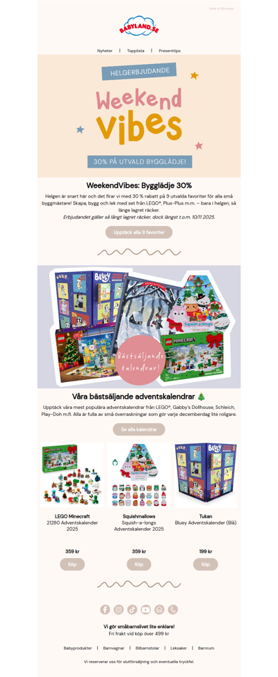 Weekend Wibes: 30 % på 9 favoriter med bygglädje 🧱