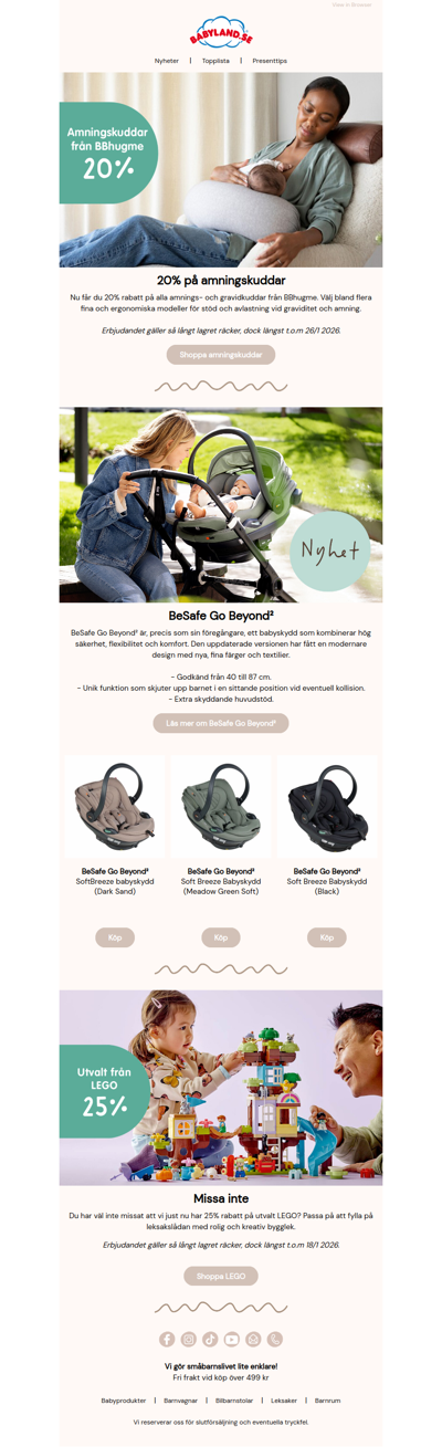 20% på amningskuddar från BBhugme | 25% på utvalt LEGO