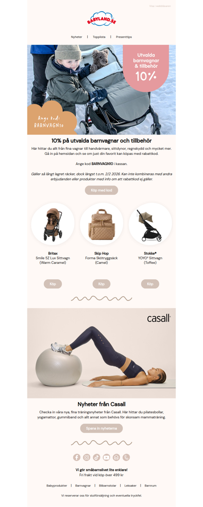 10% på utvalda barnvagnar & tillbehör 💕