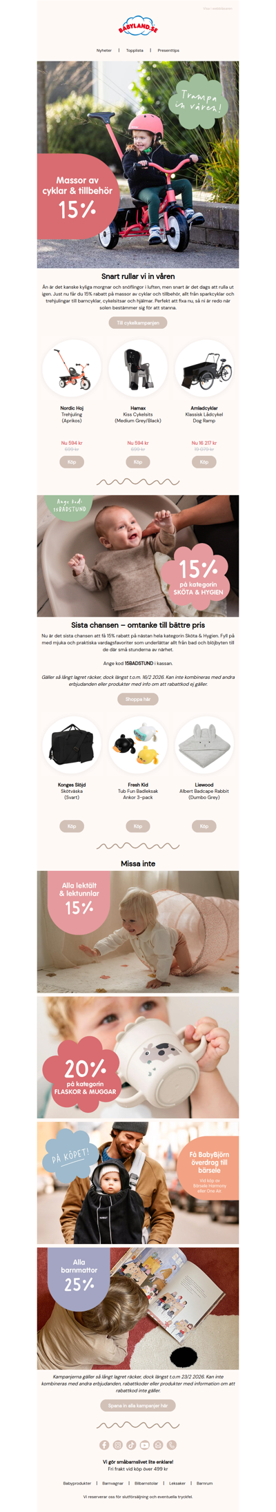 15% på massor av cyklar & tillbehör ☀️