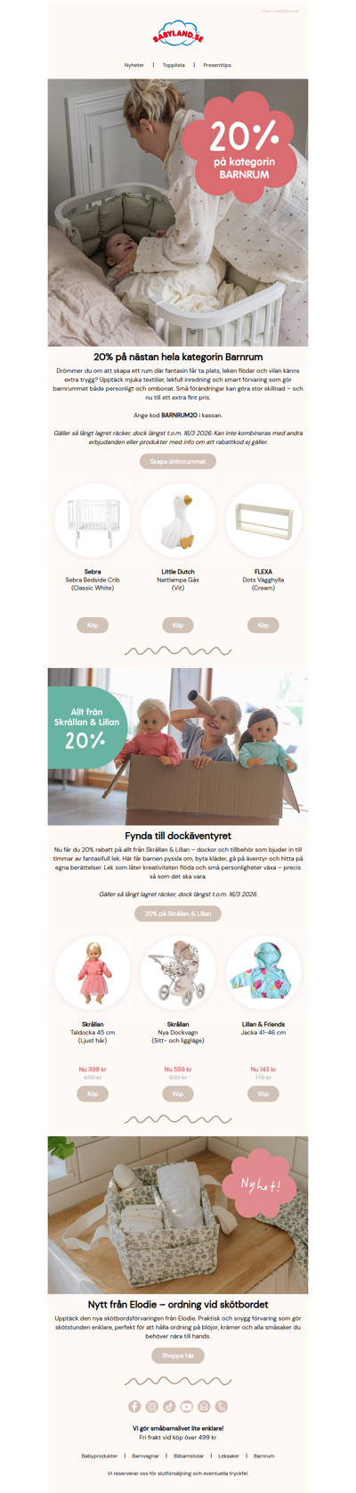 20% på nästan hela kategorin Barnrum ✨ Spännande nyhet från Elodie