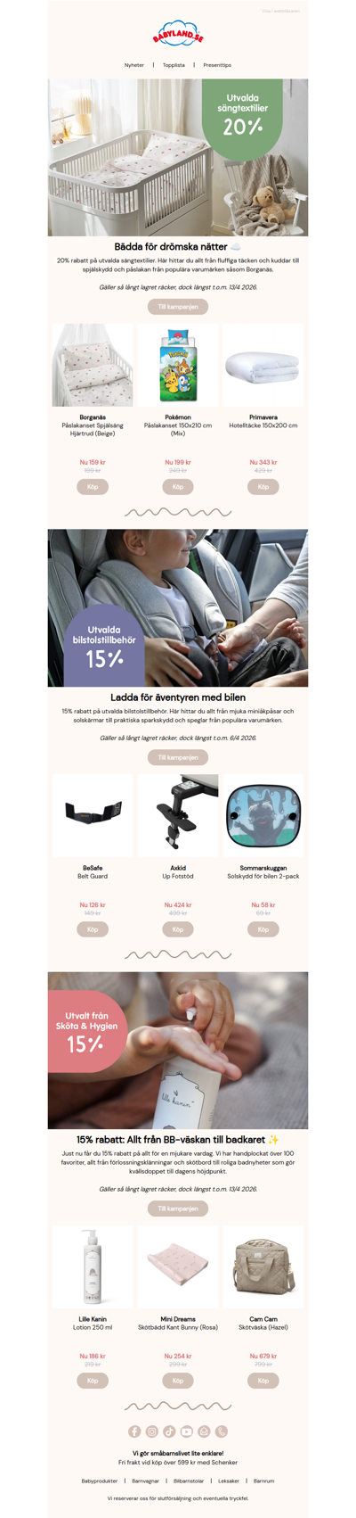 20% på utvald sängtextil | 15% på utvalda biltillbehör 🚗 | 15% på utvald sköta & hygien
