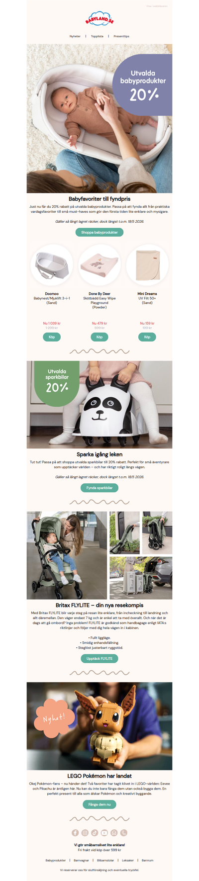 20% på utvalda babyprodukter & sparkbilar