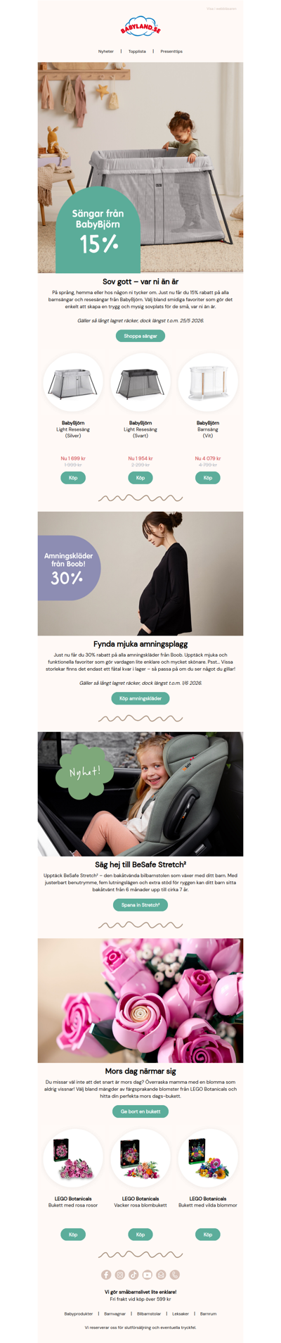Kampanj på BabyBjörn sängar & Boob amningsplagg