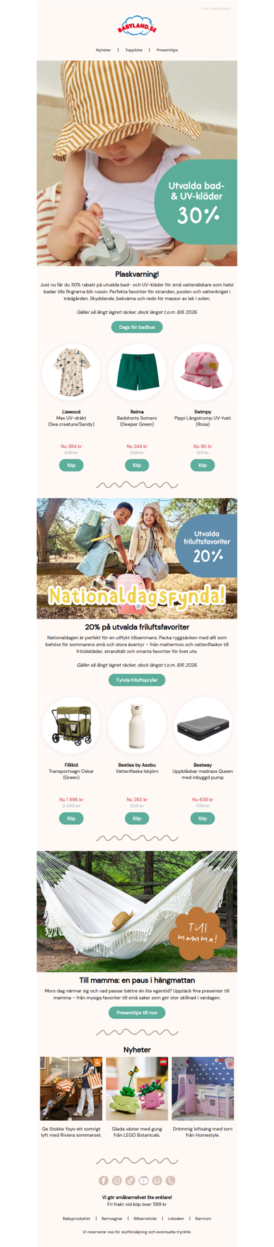 30% på utvalda bad- och UV-kläder 💦 | Presenttips till mors dag 🫶