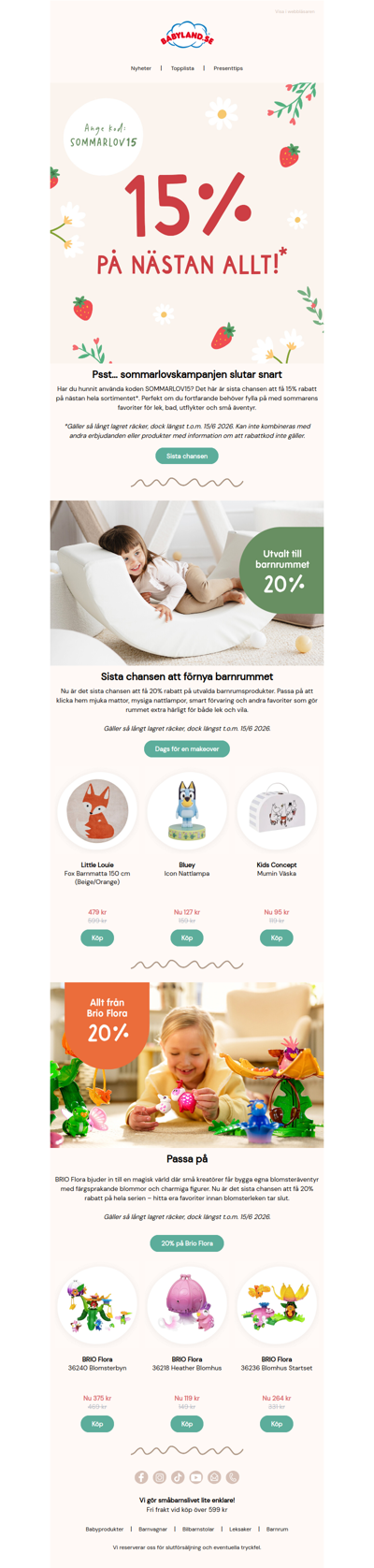 15% PÅ NÄSTAN ALLT!* 🥳 20% på utvald barnrumsinredning