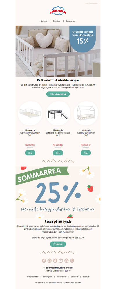 15% på utvalda sängar från Homestyle!
