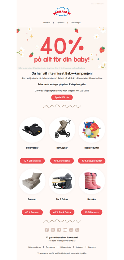 Missa inte! 40 % på allt för din Baby!