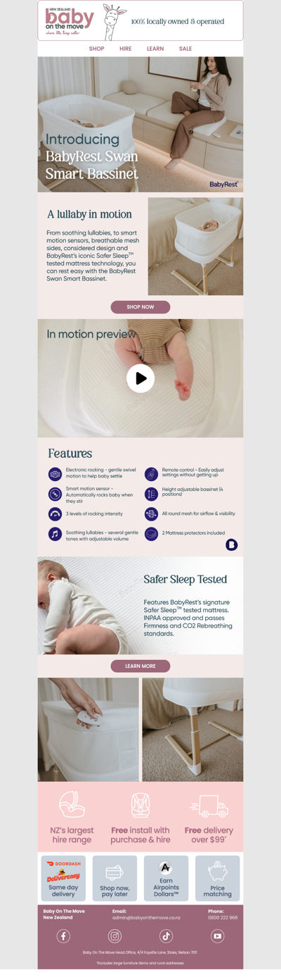 Just landed: BabyRest Swan Smart Bassinet 🦢