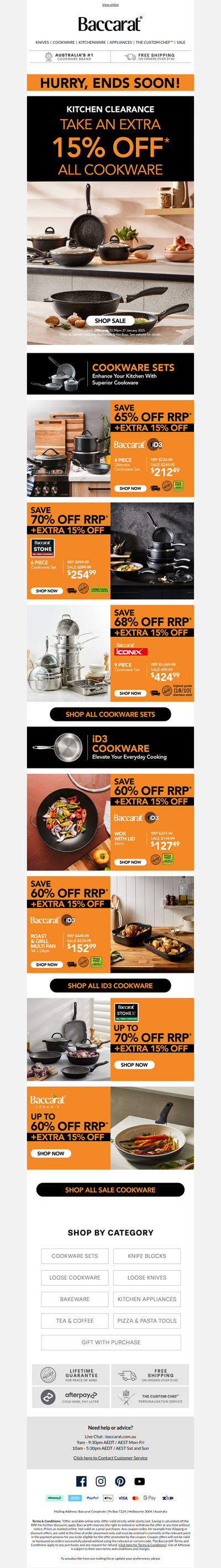 Extra 15% off ALL Cookware - Ends Soon!