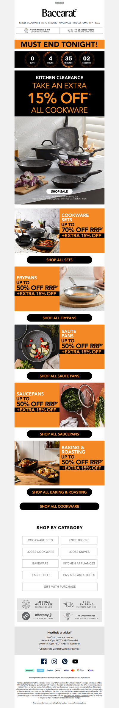 Hurry, Final Hours - Extra 15% off Cookware