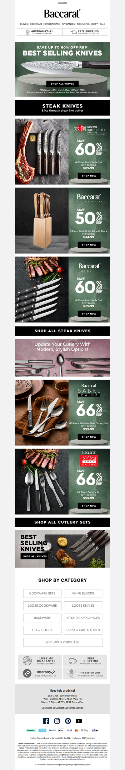 Save up to 60% off Steak Knives