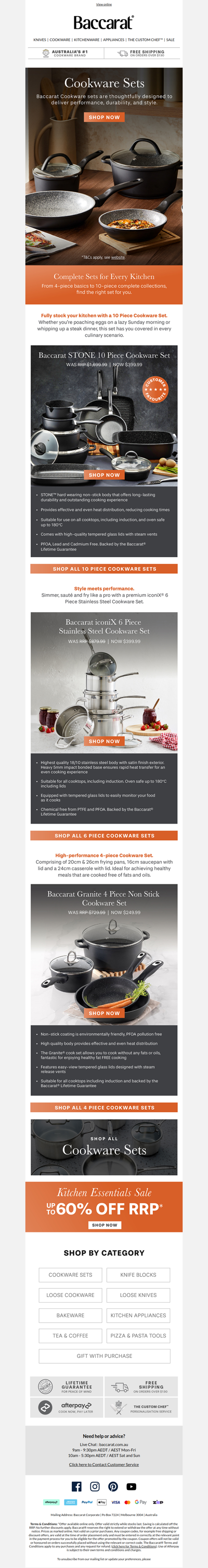 Cookware Sets to suit all Kitchens