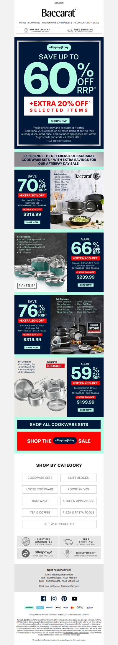 Cookware Sets - Afterpay Day Savings!