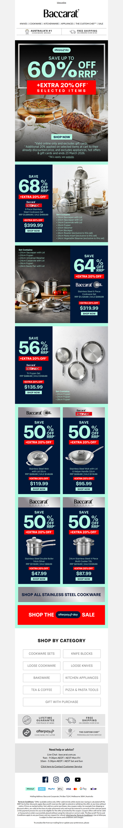 Afterpay Deals on Stainless Steel Cookware
