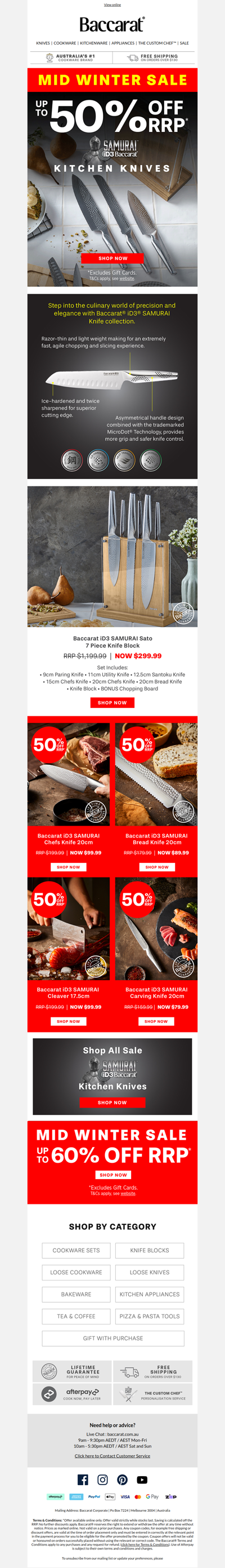 Save up to 50% Off iD3 Samurai Kitchen Knives