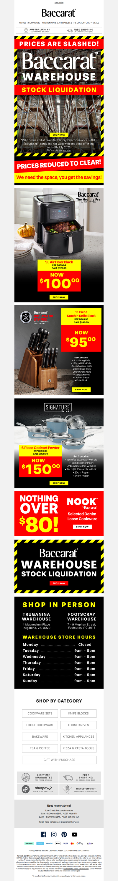 ALL STOCK MUST GO: Baccarat Warehouse Liquidation Sale📦